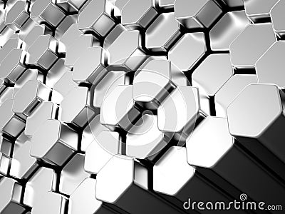 Shiny hexagon metal bars background Stock Photo