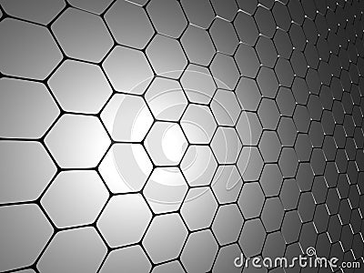 Shiny Hexagon Pattern Dark Metallic Silver Background Stock Photo
