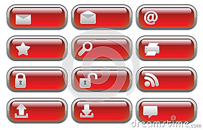 Shiny Internet buttons set Vector Illustration