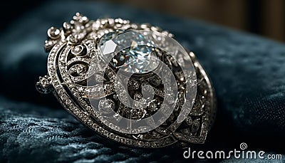 Shiny jewelry, gemstone decoration, luxury elegance, platinum and gold glamour generated by AI Stock Photo