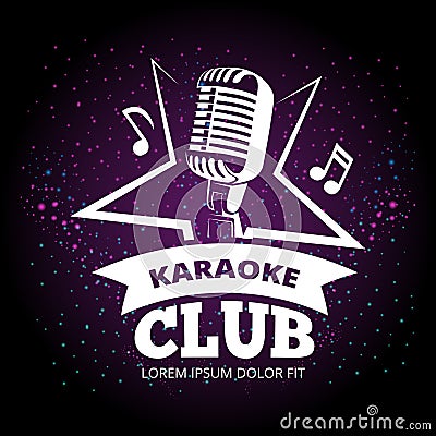 Shiny karaoke club vector label design Vector Illustration