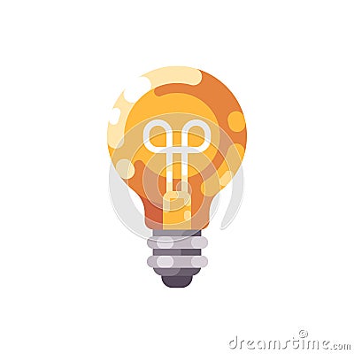 Shiny light bulb flat icon. Vector Illustration