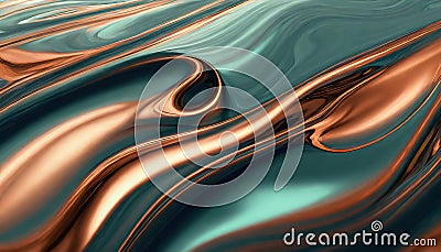 Shiny liquid metallic wallpaper. Metal flowing fluid wave Stock Photo