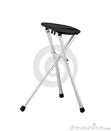 Shiny metal and black leather bar stool, isolated on white Stock Photo