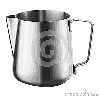 Shiny metal kettle boils water for soup Vector Illustration