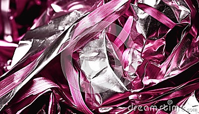 Shiny metallic packaging reflects bright abstract multi colored patterns generated by AI Stock Photo