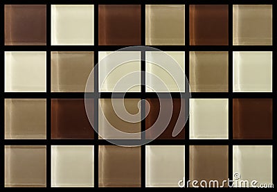 Shiny, multicolored, ceramic material of brown shades. Illustration with brown and gray squares Stock Photo