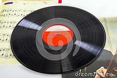 Shiny and old vinyl disc Stock Photo