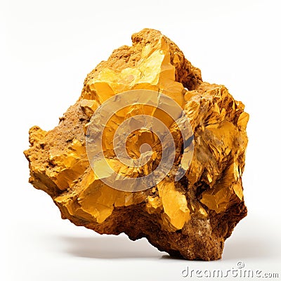 Shiny and precious gold nugget isolated on a clean white background, symbolizing wealth and luxury Stock Photo
