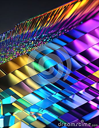 shiny prismatic grid background, ai generative Stock Photo