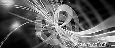 Shiny quantum mechanics widescreen effect black and white Stock Photo