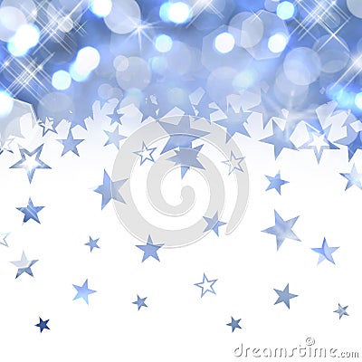 Shiny rain of pastel blue stars Stock Photo