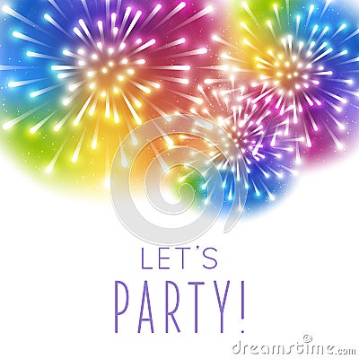 Shiny rainbow firework on white background for holiday design Vector Illustration