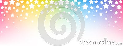 Shiny rainbow fireworks on starry sky background - horizontal panoramic banner for Your holiday design Vector Illustration