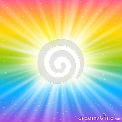 Shiny rays on bright rainbow background - abstract template for Your design Vector Illustration