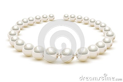 Shiny realistic Pearl necklace on white background Vector Illustration