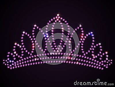 Shiny pink tiara with sparkles - vector diadem illustration, eps10 Vector Illustration