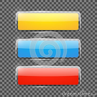 Shiny rectangular web banners or buttons Vector Illustration