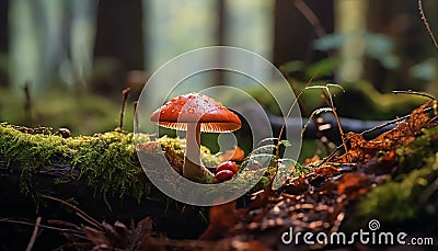 the shiny, reddish-brown cap of the Reishi mushroom Stock Photo