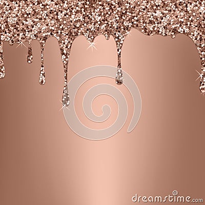 Shiny rose gold background. Dripping glitter texture Stock Photo