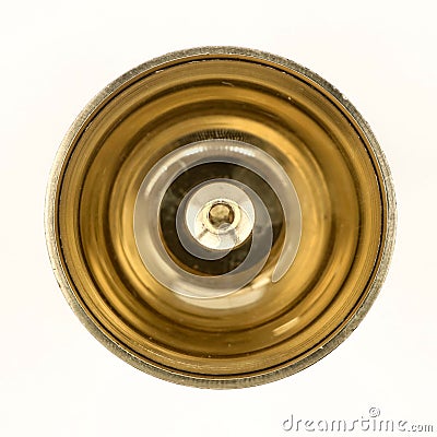 a shiny round brass oil lamp Stock Photo