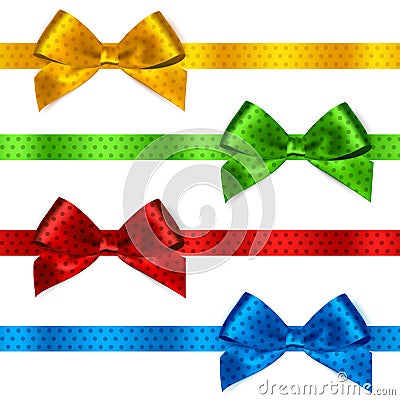 Shiny satin ribbon on white background Vector Illustration