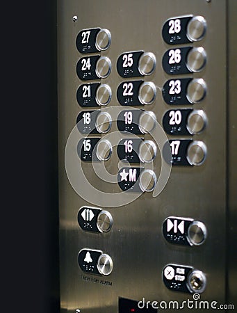 Shiny elevator buttons Stock Photo