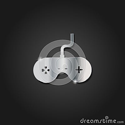Shiny silver game console icon metallic symbol logo Vector Illustration