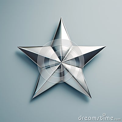 Shiny Silver Star On Grey Wall: Nautical Detail In Zbrush Style Cartoon Illustration