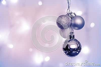 shiny, silver and white baubles Stock Photo