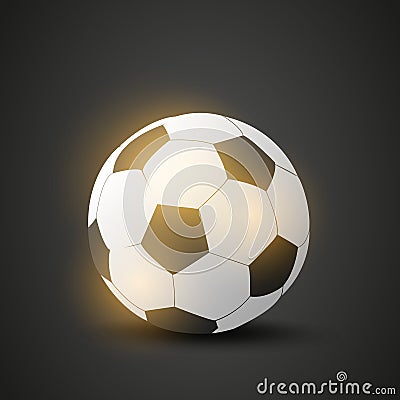 Shiny Soccer Ball on Dark Background Vector Illustration