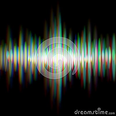 Shiny sound waveform with vibrating light aberrations Vector Illustration