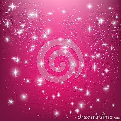 Shiny stars on pink Vector Illustration