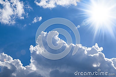 Shiny sun - bright clouds Stock Photo