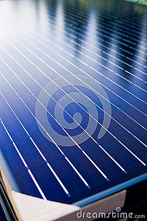 Shiny surface of new solar panels outdoors Stock Photo