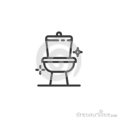 Shiny Toilet, bathroom line icon Vector Illustration