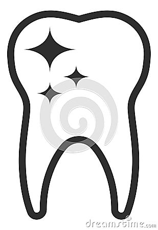 Shiny tooth icon. Healthy and clean teeth symbol Vector Illustration