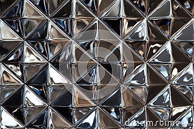 Shiny Triangular Tiles Create Modern Design with Reflective Surface. Abstract Geometric Pattern Background Stock Photo