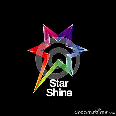 Shiny Vibrant Colorful Rainbow Star Logo Symbol Icon Stock Photo