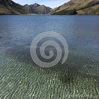 Shiny water of Moke Lake Stock Photo
