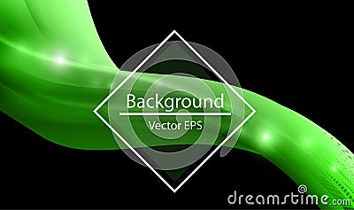 Shiny wave abstract background. Green color Vector Illustration