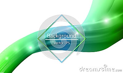 Shiny wave abstract background. Green color Vector Illustration