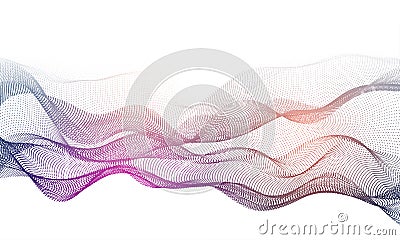 Shiny wavy structure of Blockchain network made with tiny particles Stock Photo