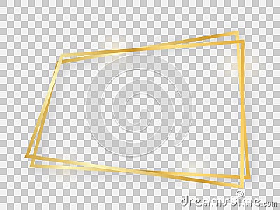 Double gold shiny trapezoid frame Vector Illustration