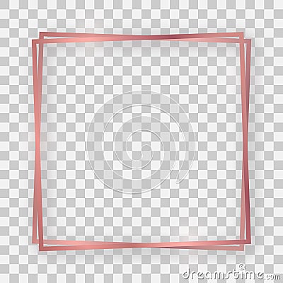 Double rose gold shiny square frame Cartoon Illustration