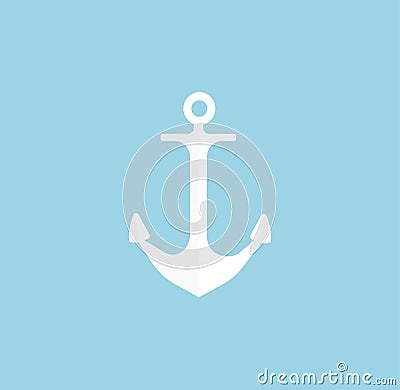 Anchor icon isolated on blue Vector Illustration