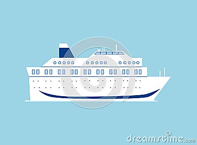 Cruise ship in the sea. Vector Illustration