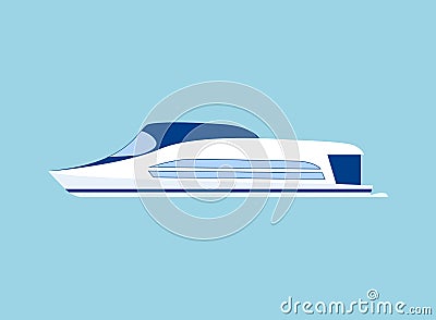 Motor boat isolated on blue background Vector Illustration