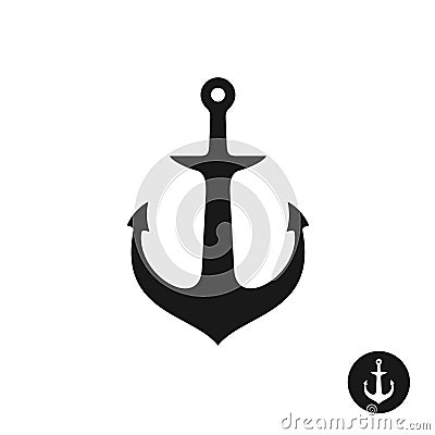 Ship anchor simple black one piece silhouette. Vector Illustration