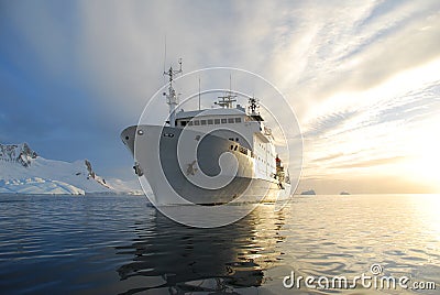 Ship in the antarctic Stock Photo